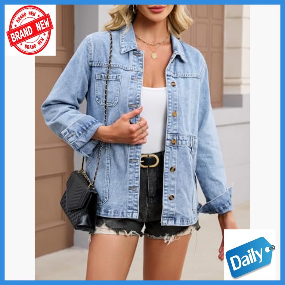 Oversized Denim Jacket Button Down Boyfriend Shac… - image 4